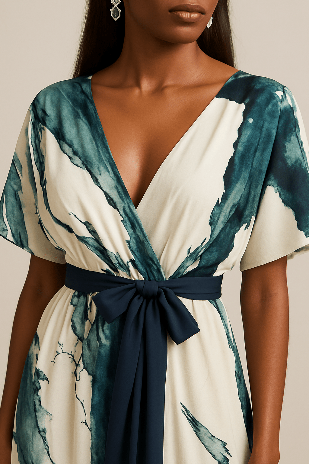 Liara™ | Elegant gown adorned with watercolour Print
