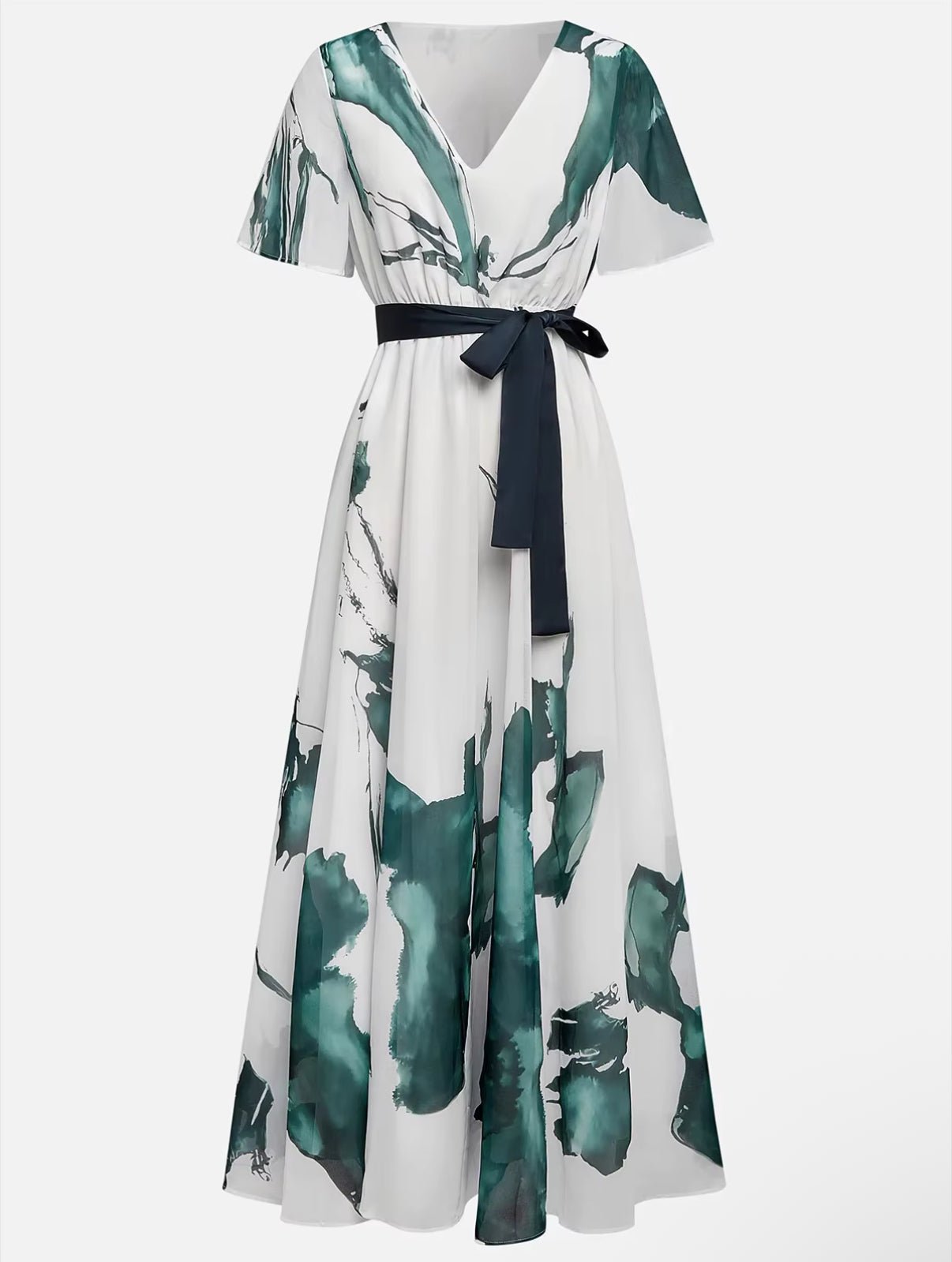 Liara™ | Elegant gown adorned with watercolour Print